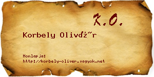 Korbely Olivér névjegykártya